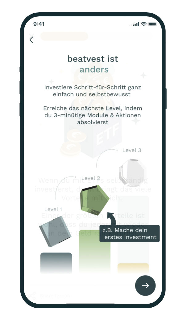 Abbildung Mobilgerät mit der beatvest app